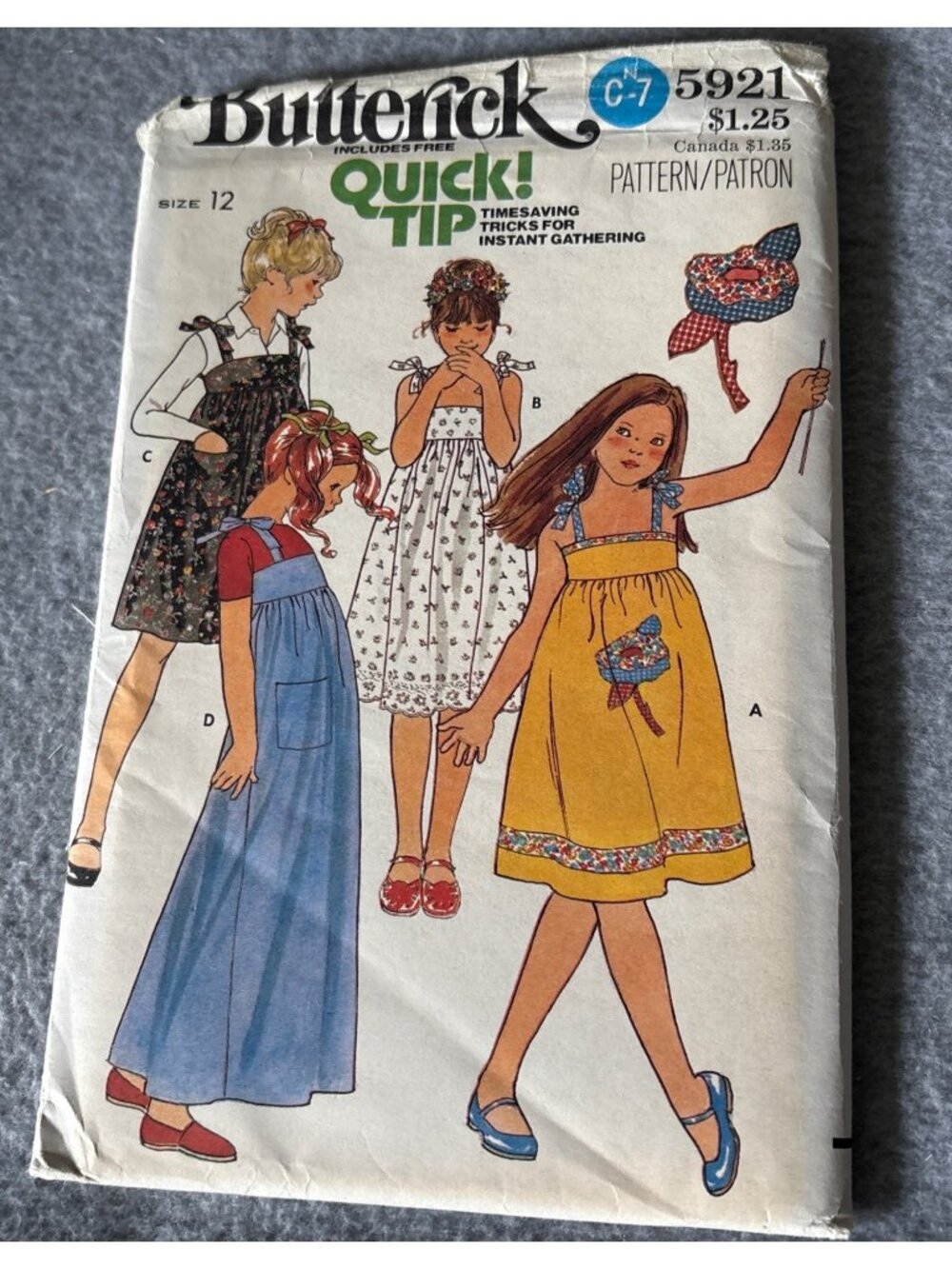 Butterick Girls Dress Sewing Pattern 5921 Size 12 Vintage Uncut 1970s